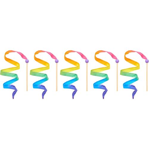 Sarah's Silks Mini Streamers, 8 Inch Handle 3 foot Ribbon Wand for Pretend Play, Dance, Baton Stick Twirling, and Gymnastics Party Favors | Montessori and Waldorf Toys (multi-pack)