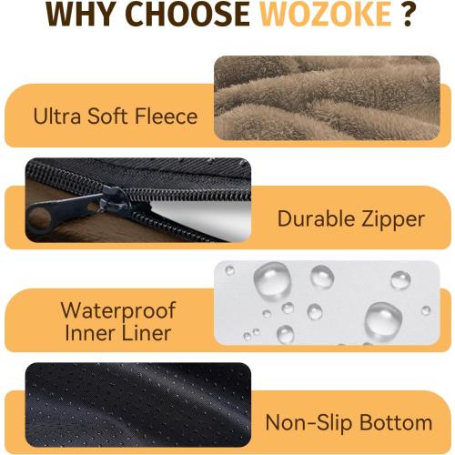 Orthopedic Waterproof Large Dog Bed: Memory Foam Washable Dog Bed with Bolsters - Removable Orthopedic Cover for Medium L XL Large Sized Pet - Non-Slip Bottom - Coffee