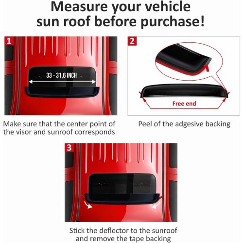 Extra Durable Sunroof Wind Deflector for Sunroof or Moonroof (37.8 inch) – Sun Roof Rain Guard Easy 3M Tape-On Install - SR11000