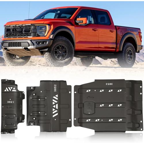 Upgraded Ford F150 Full Skid Plate Kit Fits 2015-2022 Ford F150 4WD Entire Series 2.7L EcoBoost, 3.3L, 3.5L EcoBoost, 5.0L V8 EcoBoost, with Engine Front, Drivetrain Centerand and Rear Axle Protection