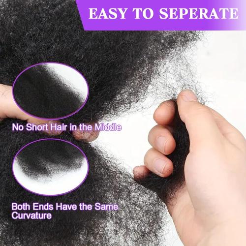 Afro Kinkys Bulk Human Hair for Dreadlocks Extensions and Locs Repair 1 Pack 50 Gram Natural Black Color Afro Kinky Curly Human Hair Bulk for Twist (Black, 14 Inch)