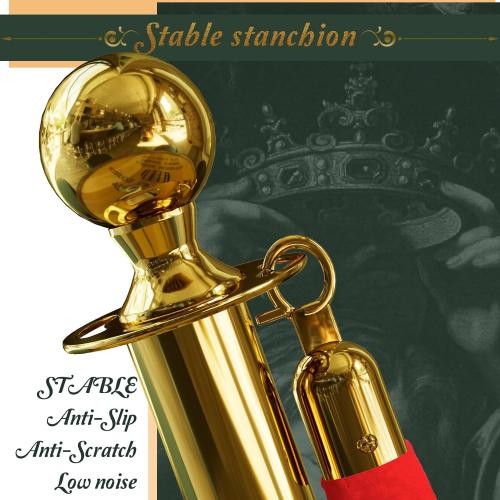 6PCS Gold Stanchions Posts with 4PCS 5 ft Red Velvet Rope, Red Velvet Rope Stanchion Set Crowd Control Barriers, Stanchions and Velvet Ropes Red Carpet Poles for Party Supplies