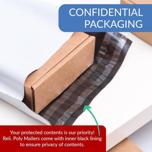 Reli. Poly Mailers 12x15.5 | 500 Pcs Bulk | Shipping Envelopes | White Packaging Bags for Shipping | Non-Padded Polymailers, Self Sealing Mailing Bags for Clothing, Bulk (White)
