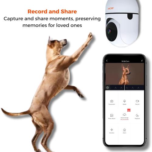 MOBI MobiCam HDX Wi-Fi Pan & Tilt Smart Pet Monitoring Camera, Pet Video Monitor, Night Vision IP Camera, Motion Detection, Full HD, Two-Way Audio, Remote View & Recording with Free Smart App