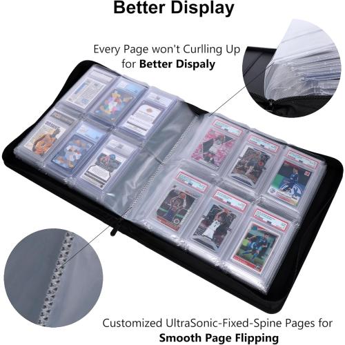 Graded Card Binder - Holds 72 PSA Slabs, 6 Pocket Slab Binder for PSA, CGC, CSG, FCG, FGS Slabs, Black, PSAbinder672W