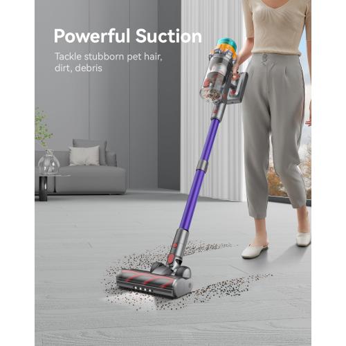 Cordless Vacuum Cleaner, 48KPA 550W 65Mins Self-Standing Vacuum Cleaners for Home, Cordless Stick Vacuum with Oversized Dust Cup, Rechargeable Vacuum for Hardwood Floor, Carpet, Pet Hair