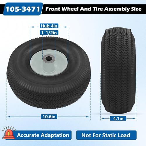 105-3471 Front Wheel and Tire Assembly Replacement for Toro TimeCutter Z 4.10/3.50-4/Exmark Quest Z-Turn Riding Mower(1 Pack)