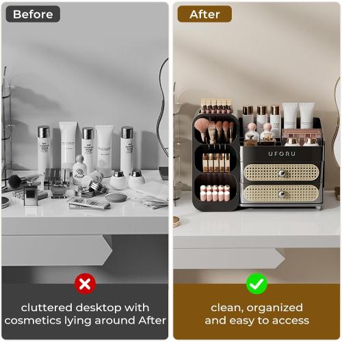 UFORU Makeup Organizer Countertop with Brush Holder for Vanity Bathroom