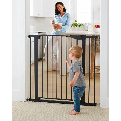 Cumbor 36 Extra Tall Baby Gate for Stairs, 29.7-40.6 Wide Dog Gate for Doorways, Pressure Mounted Auto-Close Pets Gates for Dogs Indoor, Durable Safety Child Gate, Mom's Choice Awards Winner, Black
