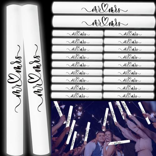 100Pcs White Glow Sticks for Wedding Reception LED Foam Glow Sticks Light Up Foam Sticks Party Pack Cheer Batons Wedding Wand Glow in the Dark Flashing Party Supplies for Raves, Concert(100)