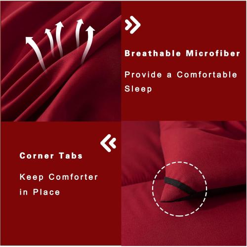 Twin Comforter Set -All Season Bedding Comforters Sets with 1 Pillow Case -2 Pieces Bed Set Down Alternative Comforter Set -Red/Black Twin Bedding Sets