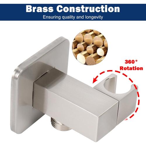 NearMoon Brass Hand Held Shower Head, Luxury High Pressure Shower Kit with Wall Connector and Hose Set, for Bathroom Showering System Contemporary Square Style (Brushed Nickel)