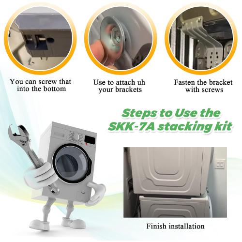 SKK-7A SKK-8K Stacking Kit Fit for Samsung Washer & Dryer 27 Inch Front Load Laundry by Techecook - 2026 UPGRADED Samsung laundry stacking kit Replaces for SKK-7A SK-5A SK-5AXAA SKK8K