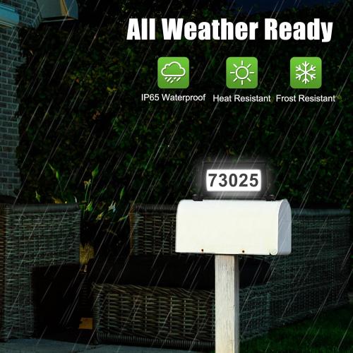 Solar Address Sign, 3 Colors-in-1 Waterproof Mailbox Number Plaque for Outside, Double-Sided Light-Emitting Mailbox Topper, House Numbers for Outside (No-drilling Option Available)