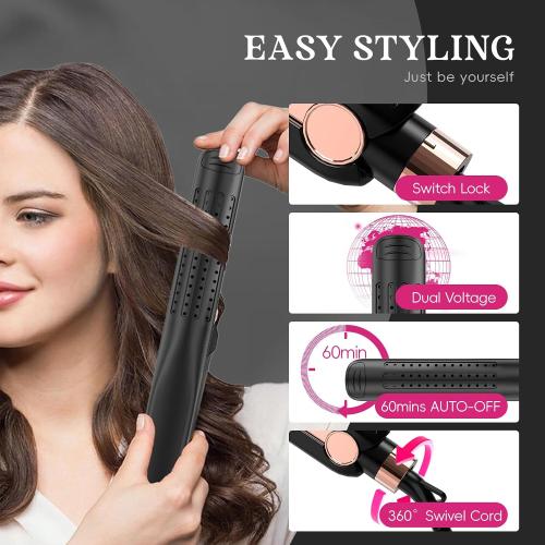 Airflow Styler, Titanium Flat Iron Hair Straightener, Professional Curling Iron with Cooling Air Vents to Lock in Style
