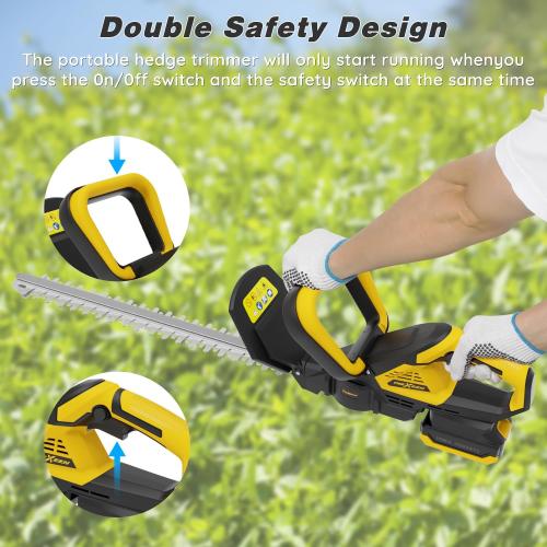 Hedge Trimmer for Dw 20V Battery,Hedge Trimmer Cordless with 22'' Dual-Action Blade and 3/5'' Cutting Capacity,1600RPM& Safety Lock (Battery Not Included)
