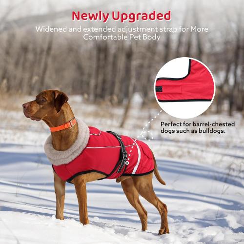 Dog Winter Coat Jacket Waterproof for XL Large Dogs, Reflective Pet Vest Warm Fleece Cozy for Cold Weather, Dogs Snowsuit Windproof, Adjustable Buckle