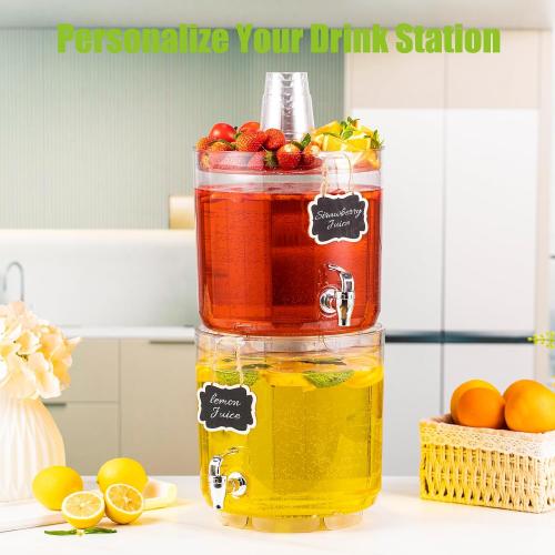 2 Gallon Beverage Dispenser for Parties, BPA-Free Drink Dispenser with No Drip Spigot, Juice Dispensers with Stand, Transparent Plastic Water Dispenser Countertop for Punch, and Drink Fountains