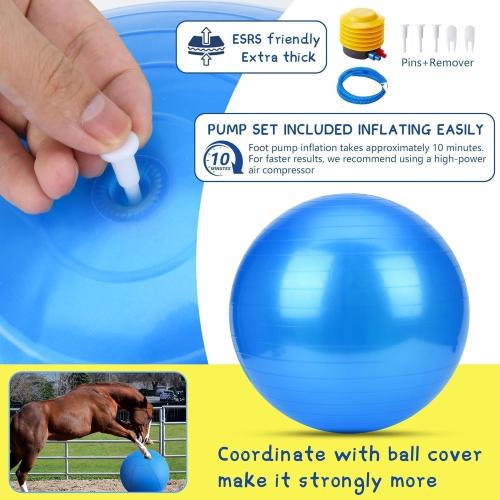 Herding Ball for Dogs and Horses,18 Jolly Ball for Dogs, Dog Herding Balls for Australian/German Shepherd, Improved Bite-Resistant, Agility Training Equipment Reinforced Sewing Dog Toys - Blue Medium