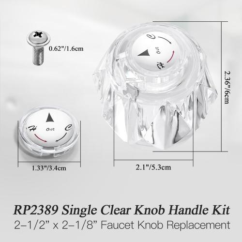 Faucet Handle Replacement Compatible with Delta Faucet RP2391 Single Clear Knob Handle Kit with Button and Set Screw, Acrylic