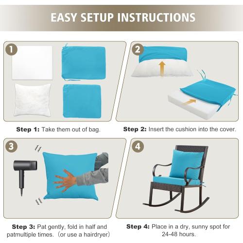 22x22 Teal 2 Pack Outdoor Cushions for Patio Furniture, Waterproof Outdoor Chair Cushion w/Fade-Resistant, Removable & Machine-Washable Cover, 22x22 Inch, Deep Seat Sofa/Couch Pad Replacement – Set of 2, Teal