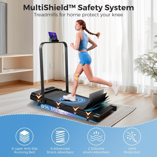 Walking Pad with Incline, 2.5HP Walking Pad Treadmill, 3 in 1 Portable Under Desk Treadmills for Home Small Space, Foldable Folding Home Treadmill with Remote Control, 350LBS Capacity
