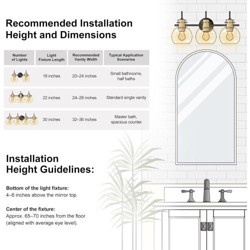 Bathroom Vanity Light Fixtures,3 Light Brushed Black Wall Sconces, Modern Bathroom Lighting Over Mirror, UL Certified with Glass Shades, Vanity Lights for Bathroom, Bedroom, Hallway