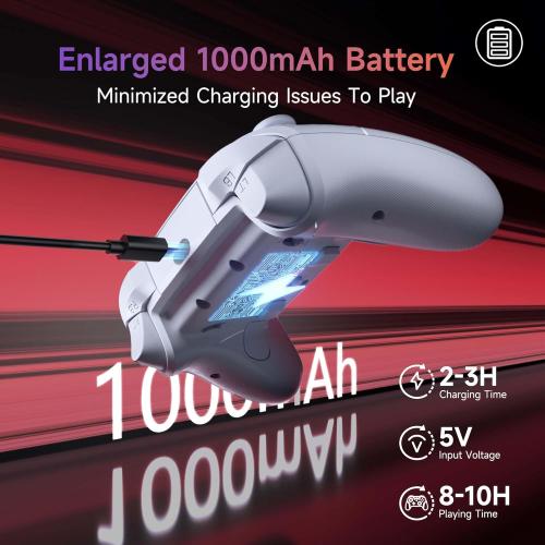 White EasySMX X20 Wireless Gaming Controller with RGB Backlit, 2-Stage Hall Effect Stick, 1000Hz Polling Rate, 6-Axis Gyro on Multi-Platform, Mech Buttons- Compatible with PC/Switch/Steam/Android