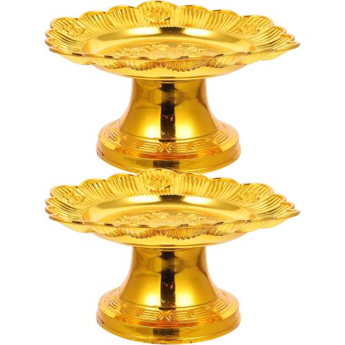 2pcs Buddha Fruit Plate Cupcake Display Stand Snack Serving Platter Altar Offering Tray Dessert Cake Lotus PP