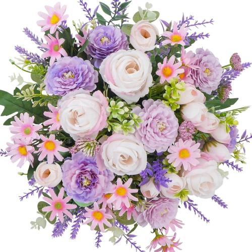 Artificial Silk Flower Arrangements, Fake Flower Bouquet for Cemetery