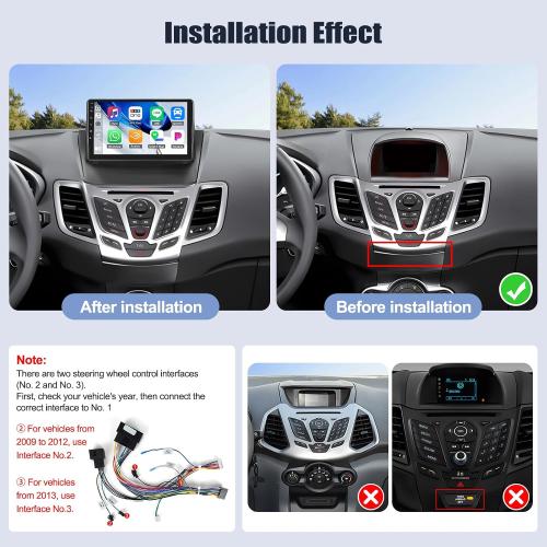SIXWIN 8 Core Qualcomm Android Car Stereo for Ford Fiesta 2009-2014 9 Inch Touch Screen with CarPlay Android Auto 4G 64G Bluetooth Cooling Fan Weather Forecast UI Design Intelligent Voice