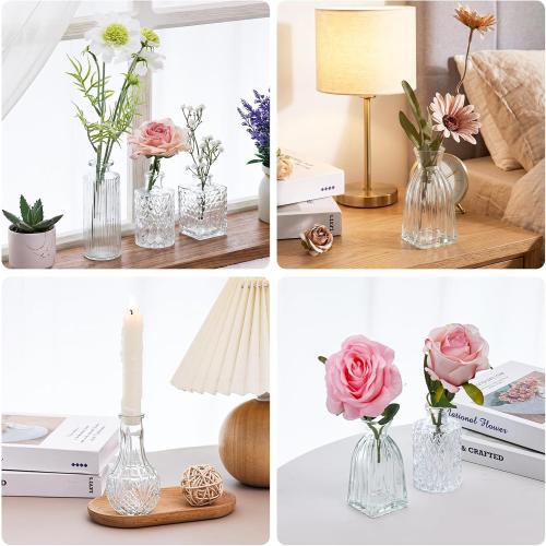 Fixwal 36pcs Glass Bud Vase Bulk Set, Clear Small Glass Vases for Flowers