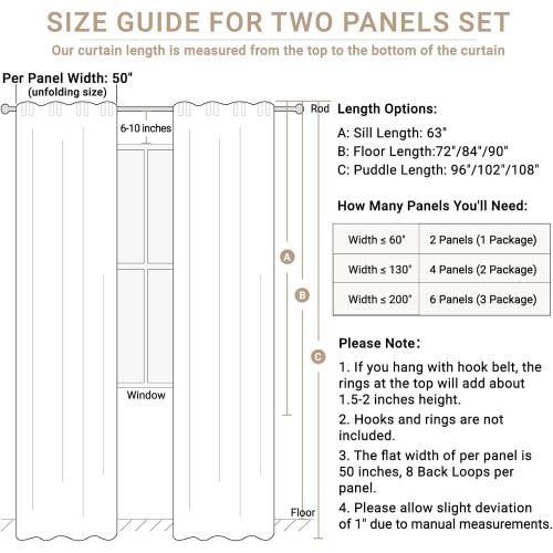 Beige White Total Blackout Curtains for Bedroom 102 Inches Long