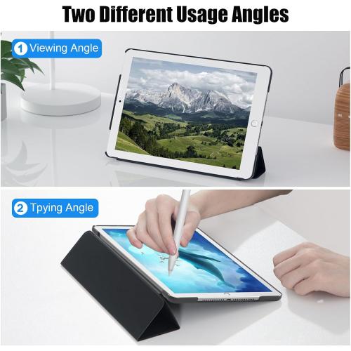 SUPFINE for 10.2 Inch iPad 9th Generation Case 2021, with [ Glass Screen Protector ]/ iPad 8th/7th Generation Case 2020/2019, Slim Stand Translucent Back Shell Cover, Black