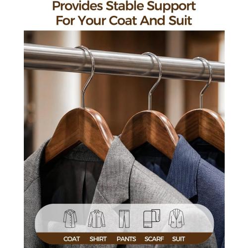 Premium Wooden Hangers 6-Pack – Wide Shoulder Non-Slip Design for Coats, Jackets & Suits | 360° Rotating Closet Organizers | Durable & Space-Saving (Vintage Wood)