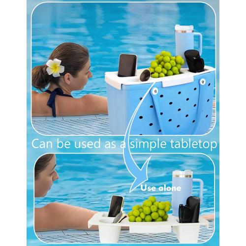 Top Cup Phone Holder Tray Storage Lid for Stanley Compatible with Bogg Bag XL Cover, Cup Organizer Holder Waterproof Silicone Multifunctional Storage Box for Outdoor Beath Camping Travel (Gray, XL)