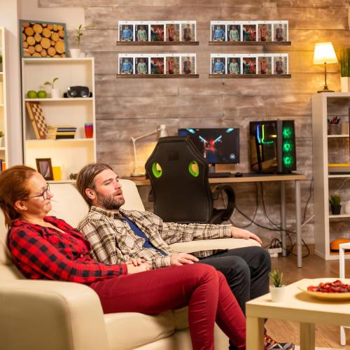 Sports Card Display Shelf For Wall Sports Card Stand Wood Baseball Card Display Frame Graded Trading Card Wall Display Graded Card Rack Holds 20 Trading Cards for Football Graded Card Collection