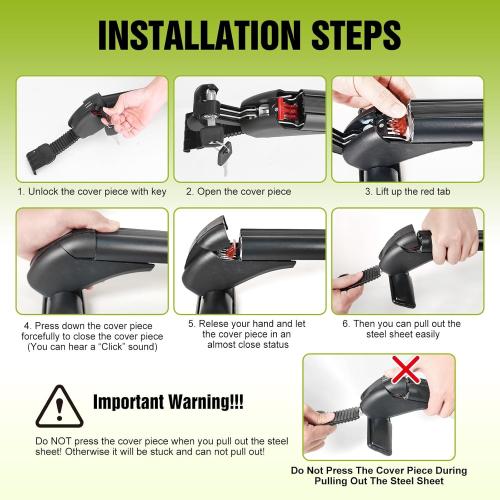 Universal Car Roof Rack 42.91in-44.88in, Heavy-Duty Aluminum Adjustable Roof Rack Cross Bars for Kayak, Bike, Luggage, Roof Rails with Theft Lock for Bare Roof Cars, 165lbs Load Capacity (43)