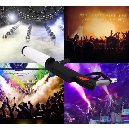 Color White CO2 Fog Machine, Handheld Fog Gun, Cannon Fog Machine with LED Lights Effect, Fogger, Smoke Gun With 3 Meter Gas Hose for Night Club Party, DJ Effects