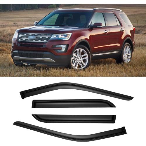 AWVRG Window Rain Guards for 2011-2019 Ford Explorer, Window Visor Guard Vent Wind Shade Deflector Rain Shield Protector Sun Visor for 11-19 Explorer 2019 2018 2017,Tape-on/Outside-Mount, 4 Pieces