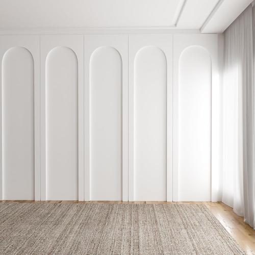 Nuanchu 4 Set Arch MDF Wall Molding Kit 118 x 31.5 Inch Pre-Cut Arch Wainscoting Panel Board and Batten Wall Panel Decor Paintable Accent Kit for DIY Home Bedroom Living Room Decor