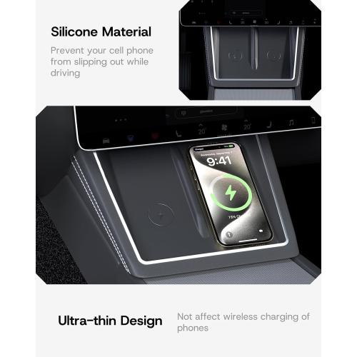 2025 Upgrade Center Console Organizer Tray for Tesla Model Y Juniper Accessories 2026 [Tailor-Made, Non-Slip & Wear-Resistant and Easy to Clean] Durable ABS Silicone Center Organizer Set - 6Pcs
