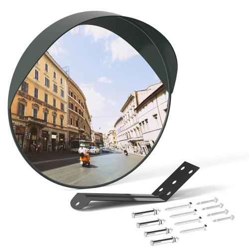 VIVIJASON 18 inch Adjustable Convex Security Mirror, Indoor Outdoor Curved Safety Mirror, Wide Angle View for Office Warehouse Driveway Store Garage Blind Spot