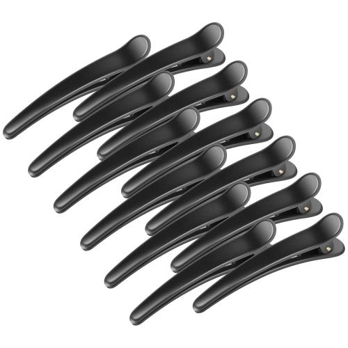 Hair Clips for Styling, Sublaga 12 PCS Non-Slip Colorful Plastic Duckbill Alligator Hair Barrettes Pins for Women, Baby Kids and Girls, 3.5 (12pcs Matte Black)