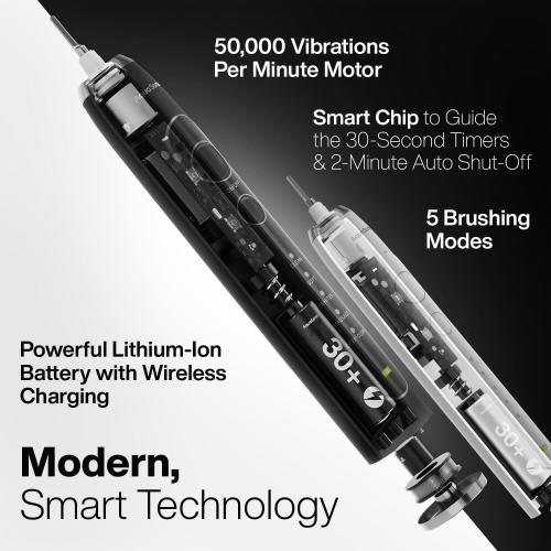 Aquasonic Duo Series PRO UV - ADA Accepted Electric Toothbrushes with UV Sanitizer - Inductive Charging Base - 5 Modes with Smart Timers - 10 Proflex Brush Heads & 2 Travel Cases