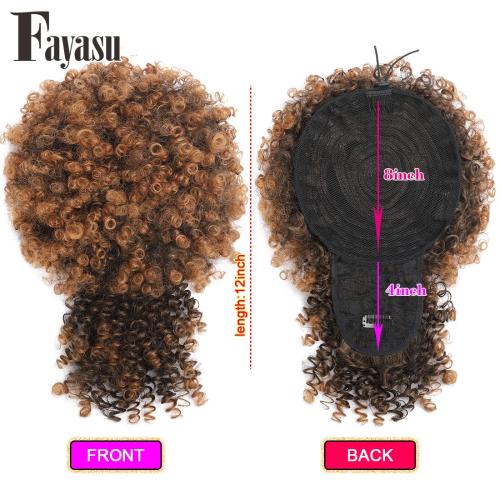 Afro Puff Drawstring Ponytail with Kinky Curly Hair Clip in Bangs Short Ponytail Extension Black Girl Updo Hairpieces for Black Women (T30)