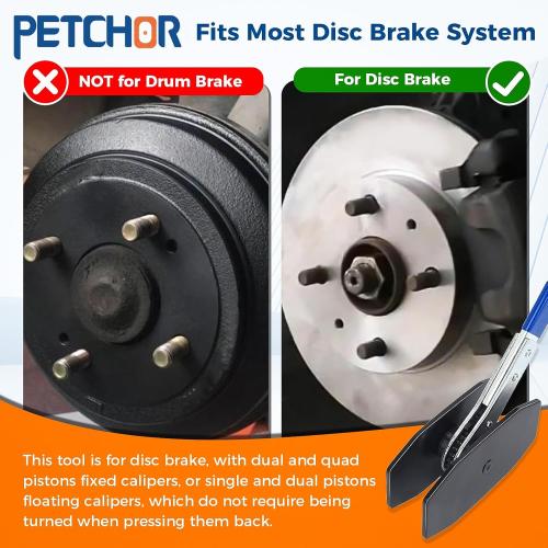 4 in 1 Brake Caliper Piston Compressor Tools, Disc Brake Caliper Press Tool with 360° Swing Ratchet and 2 Caliper Hooks for Piston Compression Disc Brake Pad Replacement and Maintenance (Blue)