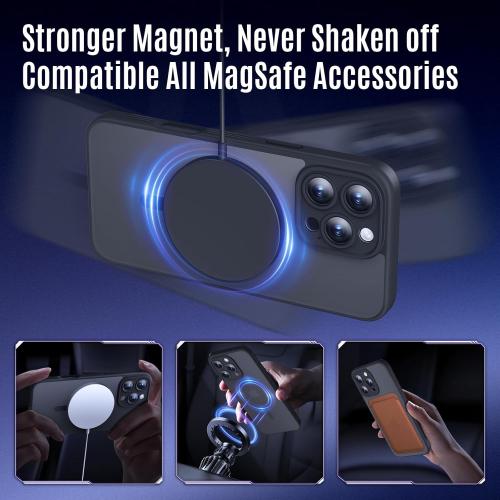 Designed for iPhone 16 Pro Max Case, Compatible with MagSafe, with Privacy Screen Protectors X2, [Camera Protection] [15FT Military Drop Protection] Shockproof Phone Case, 2024, Black