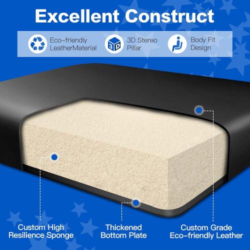 NOKINS Golf Cart Rear Seat Replacement Cushion, Universal Back Seat Cushions for Yamaha/EZGO TXT/RXV/Club Car Precedent/DS, Waterproof Vinyl Leather & Memory Foam, Black