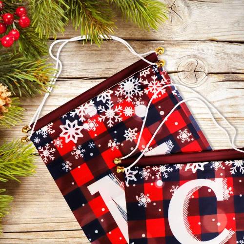 Ivenf Christmas Decorations Outdoor Yard Front Porch Sign Set, Red Black Buffalo Plaid Door Banner, Hanging Merry Christmas Decorations for Home, Indoor Outdoor Xmas Decor Wall Front Door Yard Garage